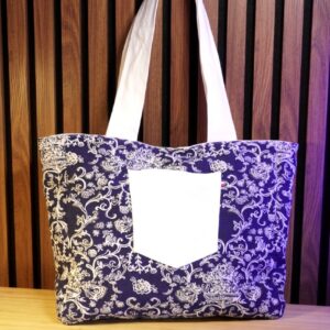 Cabas jacquard bleu et blanc