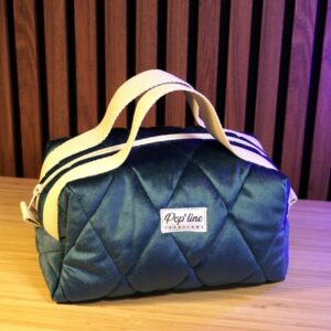 Trousse de toilette velours bleu canard