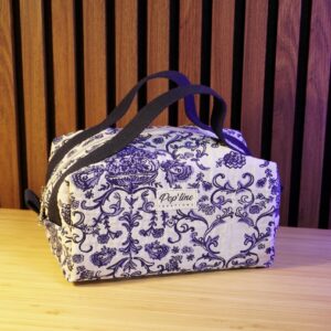 Trousse de toilette jacquard blanc et bleu